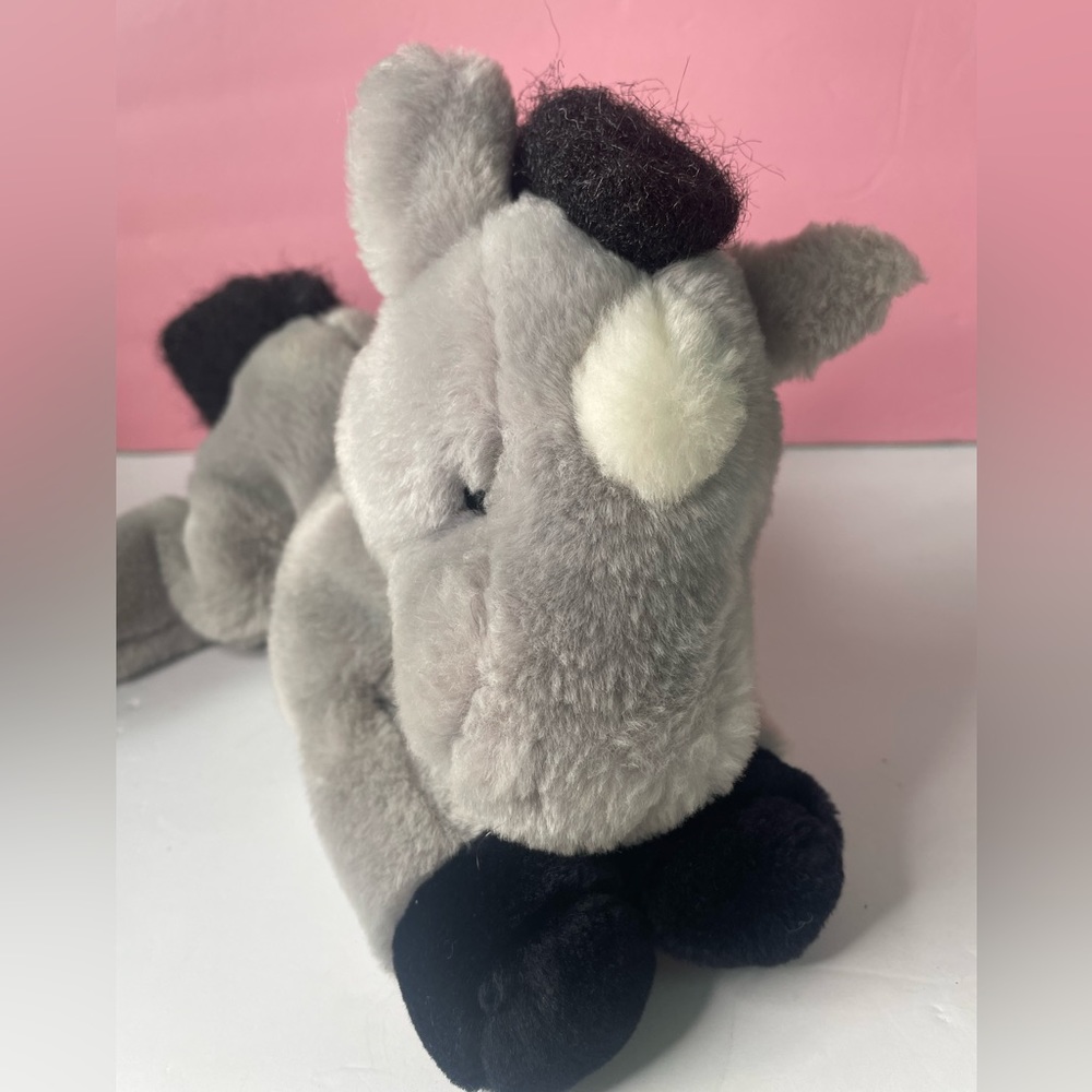 A&A Plush Grey Baby Horse 10” Bean Bag Soft